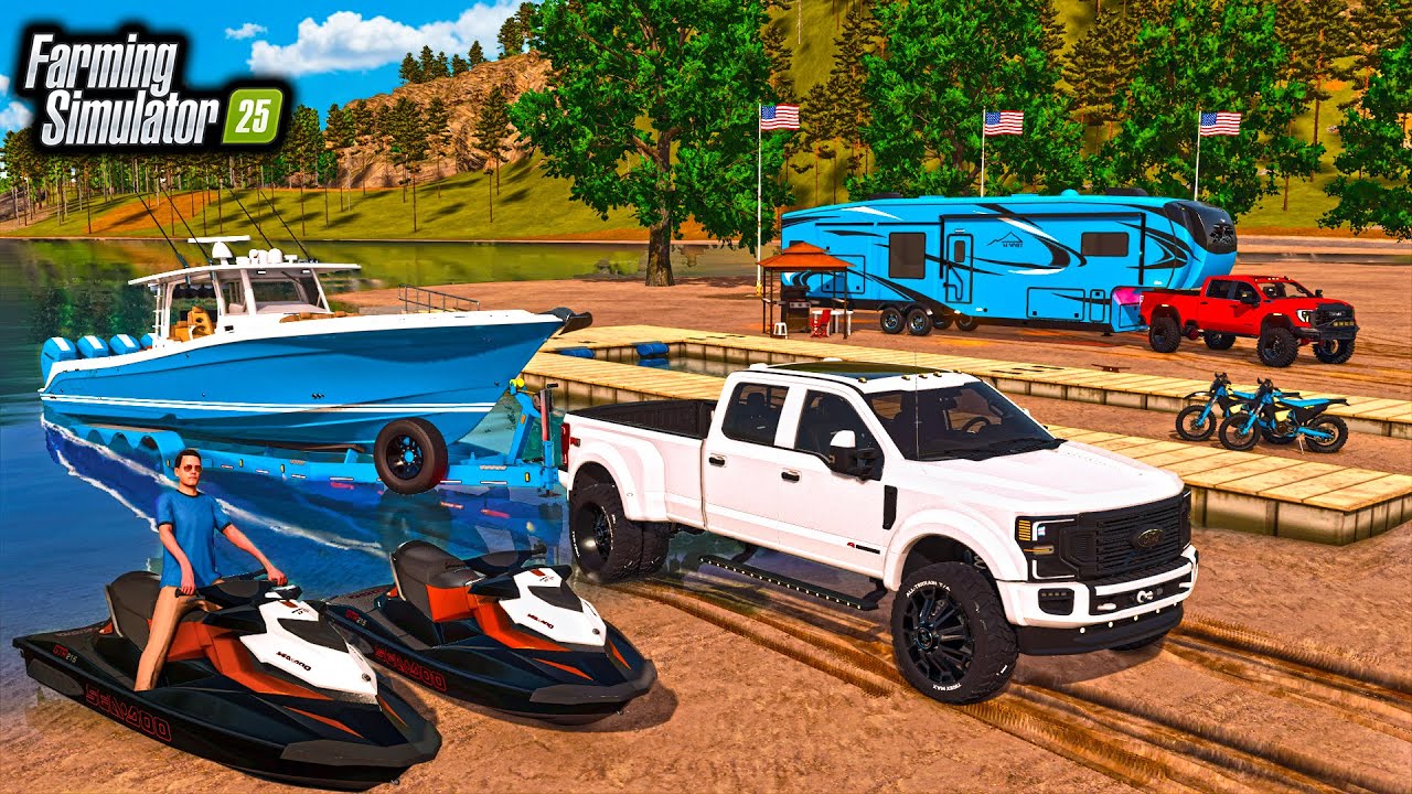 MILLIONAIRES GO MEMORIAL DAY CAMPING! (BOATS, CAMPER, DIRTBIKES) | FS25