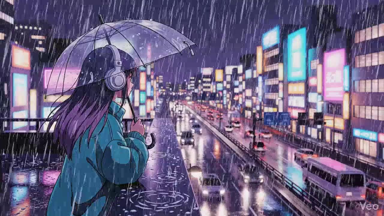 Japanese Neon Rain 🌧️ Night Lofi for Focus & Relax