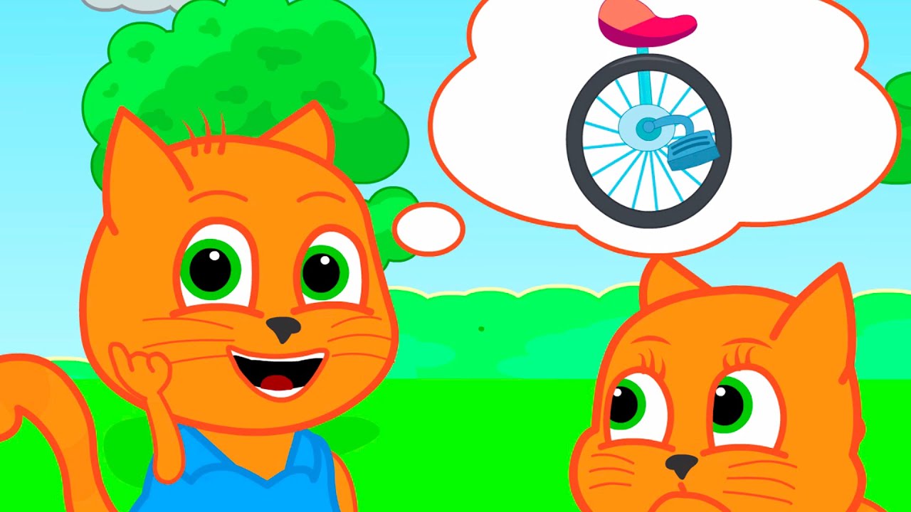 Cats Family in English - Keep Your Balance On Your Wheels Cartoon for Kids