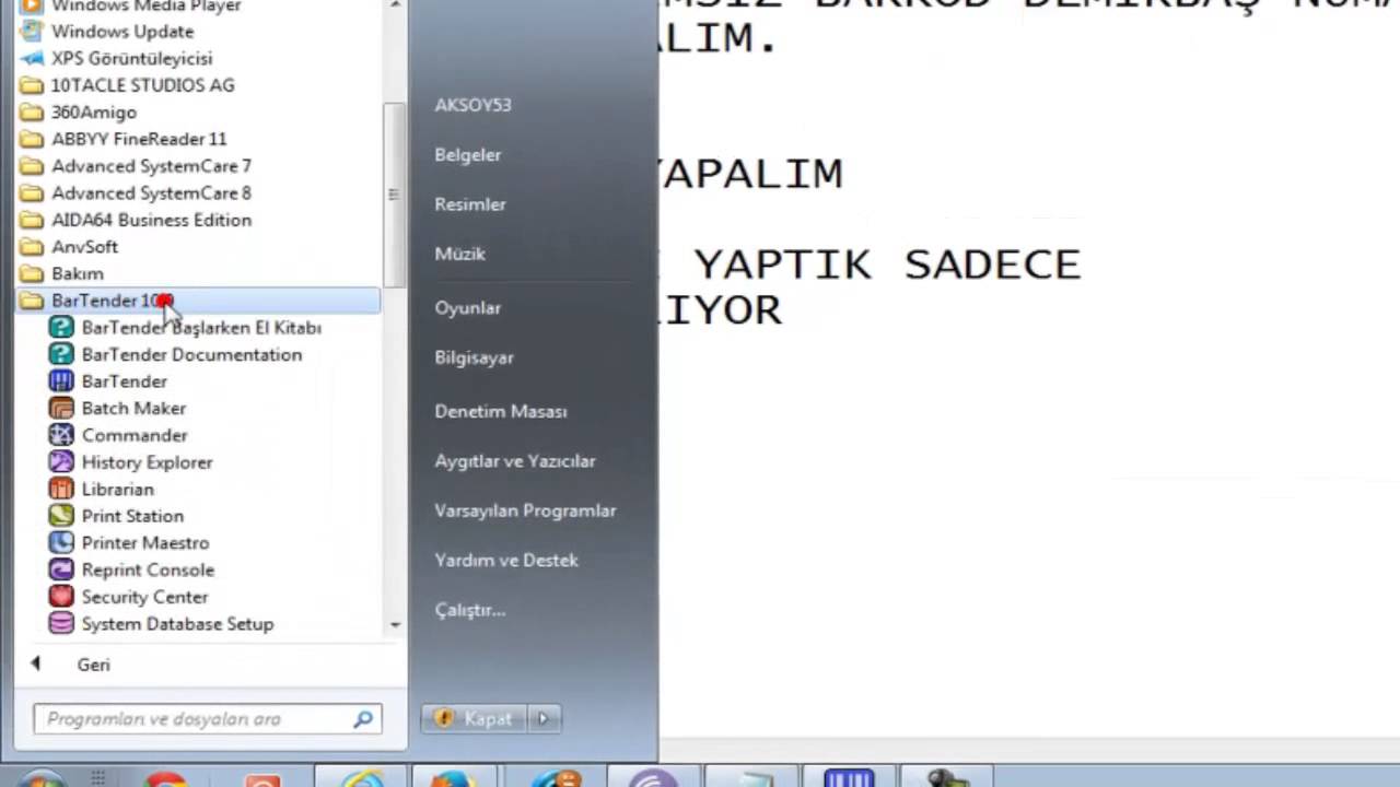 BarTender'le Barkod Yapmak