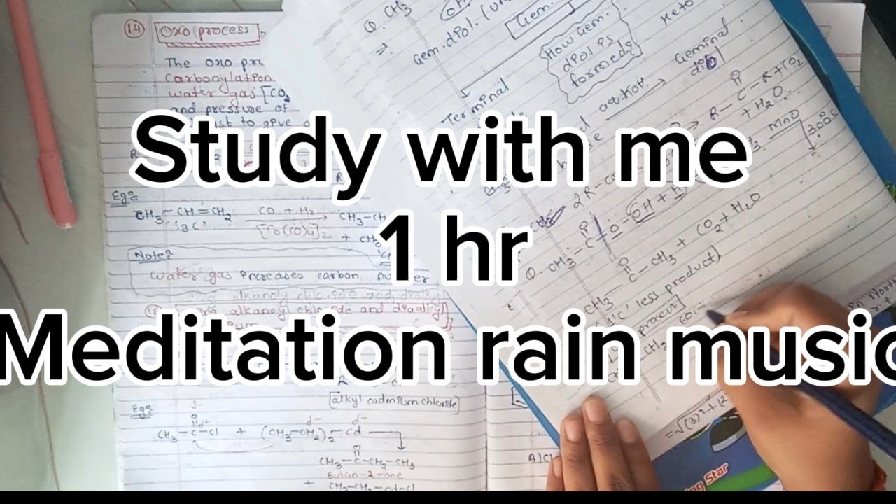 STUDY WITH ME 1 HR |Meditation Rain 🌧️ music , no break | real time | Motivation