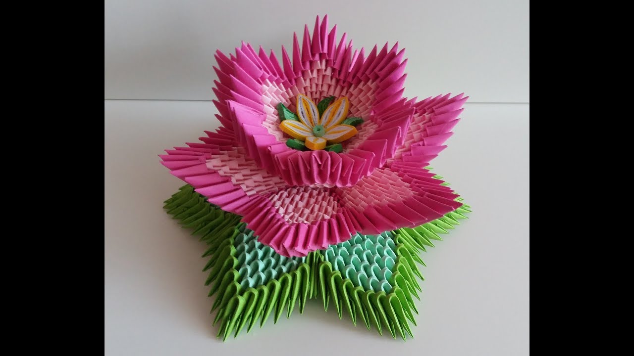 Fleur de lotus , lotus flower, origami 3d
