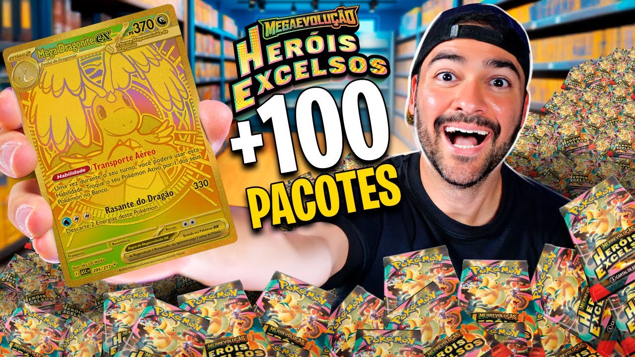 Abri +100 Pacotes de Carta Pokémon Heróis Excelsos