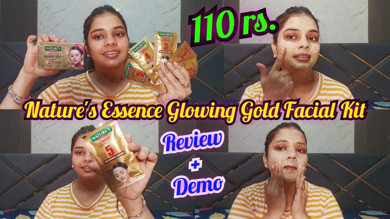 Nature's Essence Glowing Gold Facial Kit Review+Demo //Facial at just 110 rs.