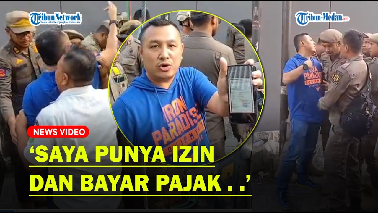Eks Ketua KNPI Medan Riza Usty Cekcok dengan Satpol PP saat Penertiban Billboard