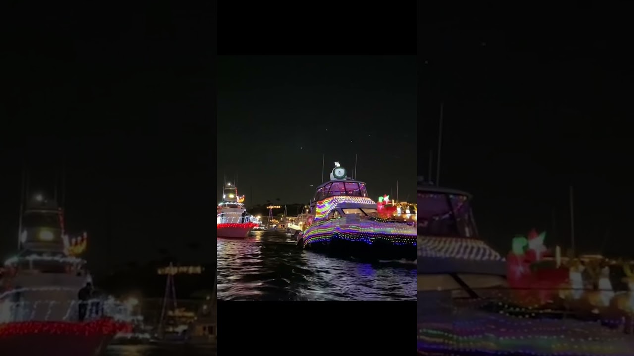 It&rsquo;s all happening down at the boat parade! 🎄 #christmaslights #boatparade #newportbeach #shorts