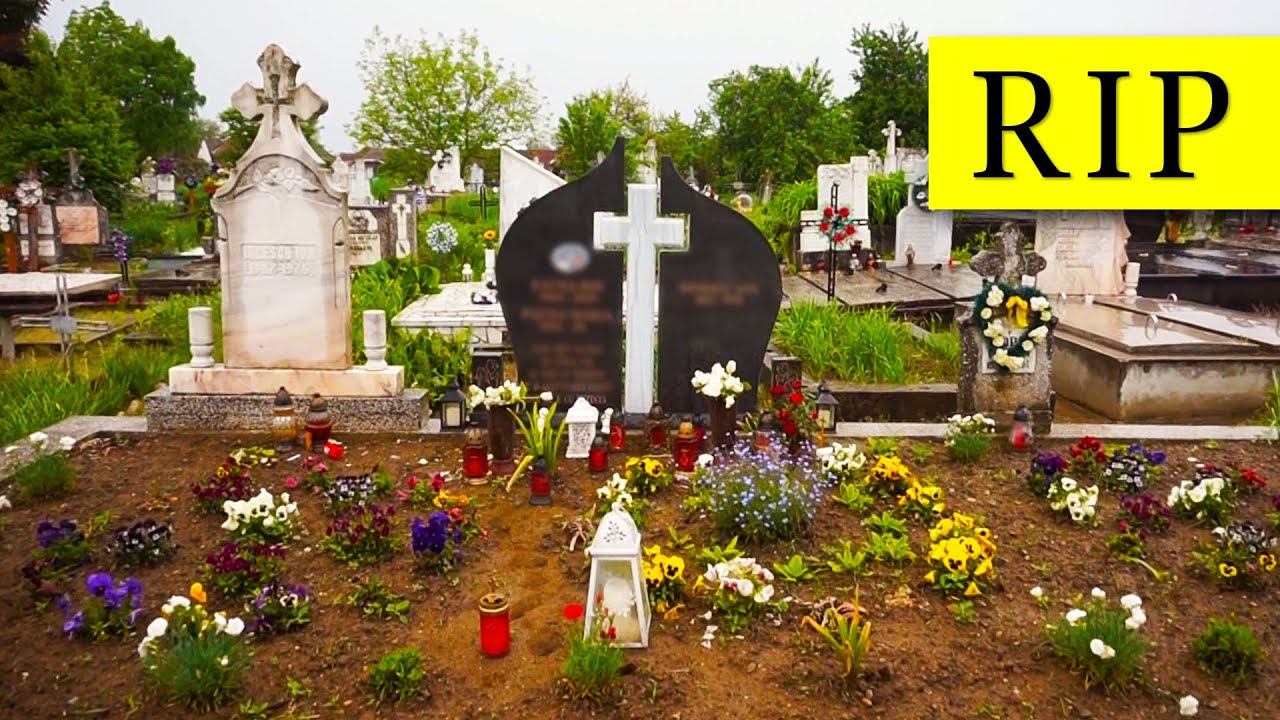 Orthodox Graveyard Ambience | Cemetery Tour in Otelu Rosu, Romania | Walking in the Rain in Cemetery