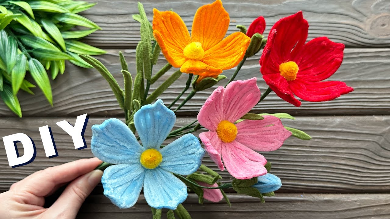 Beautiful Idea! How to Make Anemone bouquet from Chenille Stems DIY Pipe Cleaner Flower