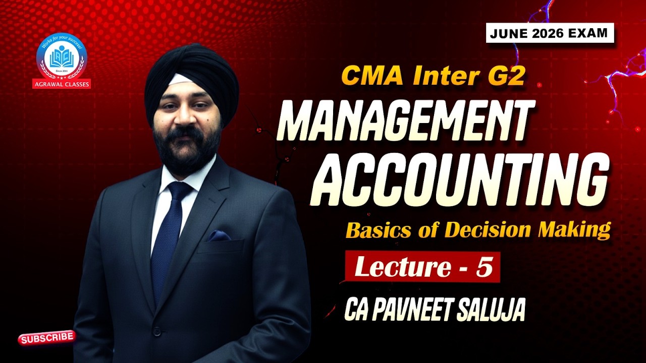 CMA Inter | Jun 26 | Management Accounting | Lec 5 | Basics of Decision Making | CA Pavneet Saluja