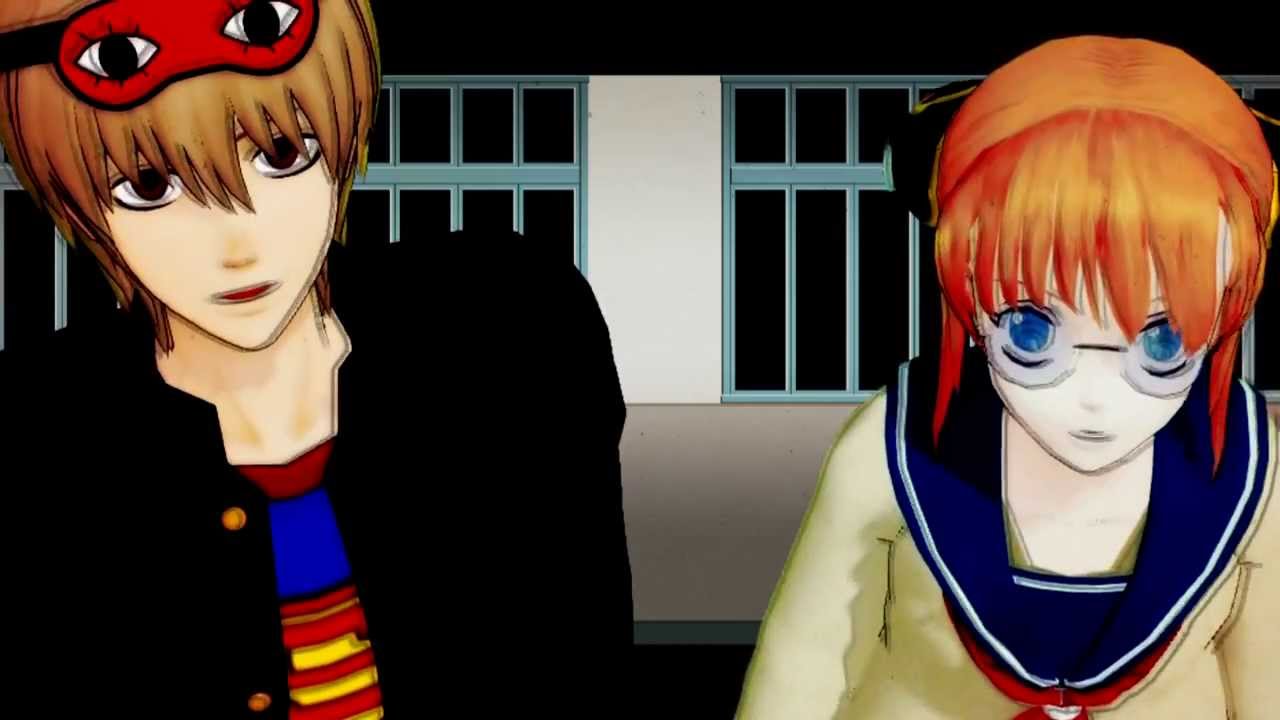 MMD銀魂 Okita+Kagura 沖田＆神楽で【インビジブル】