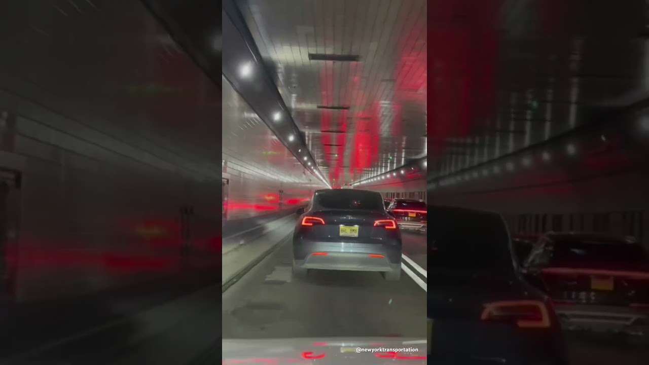 Lincoln Tunnel ENTIRE LENGTH New York to New Jersey under Hudson River During Evening Rush 6x speed