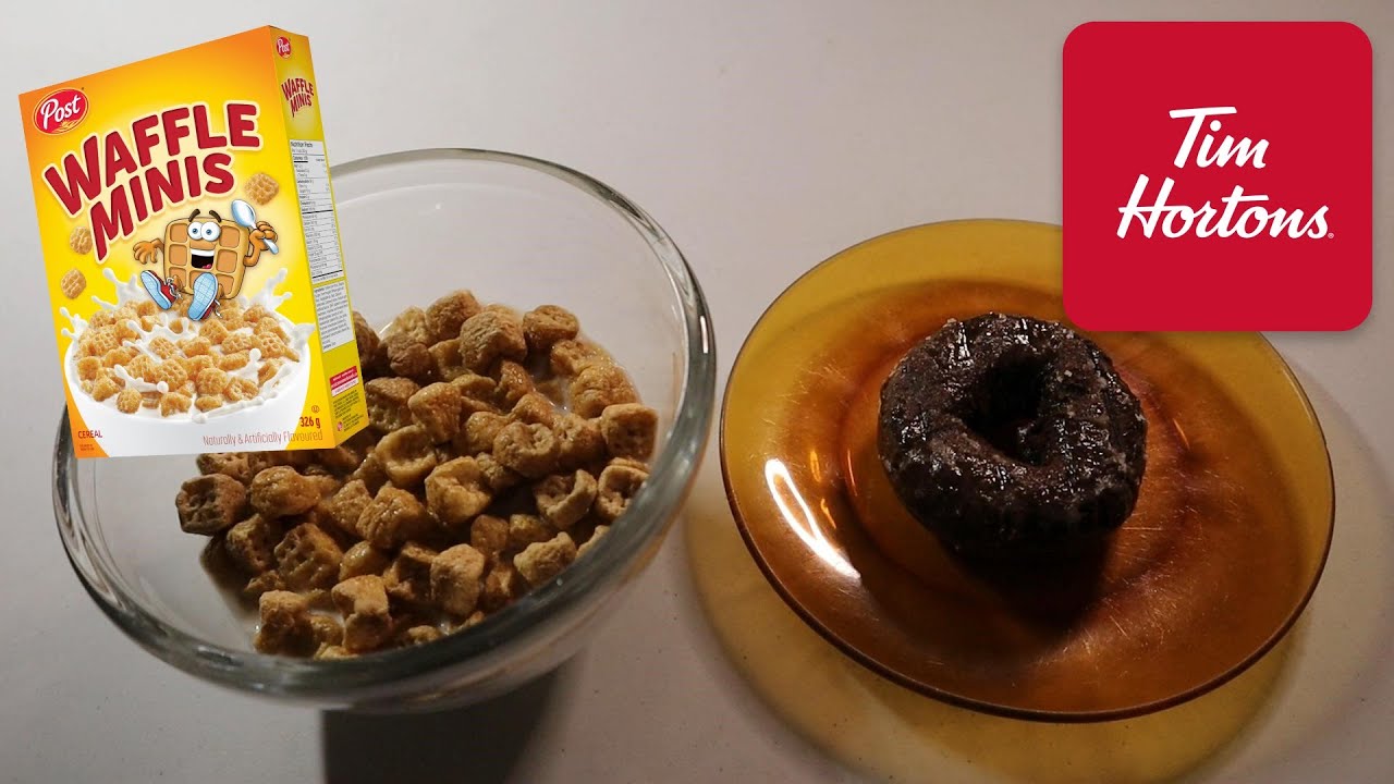 WAFFLE MINIS & TIM HORTONS CHOCOLATE GLAZED DOUGHNUT ASMR MUKBANG