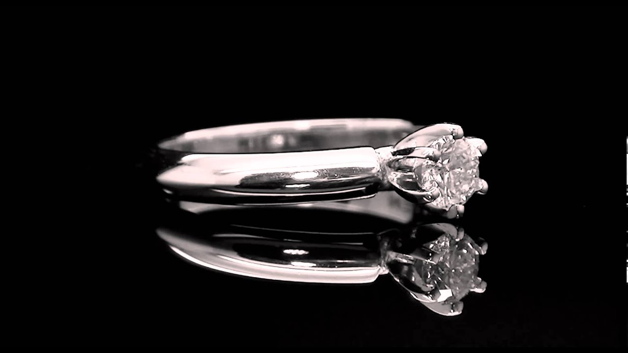 1/3 CT 6-Prong Solitaire Round Cut Diamond Engagement Ring in 14K White Gold