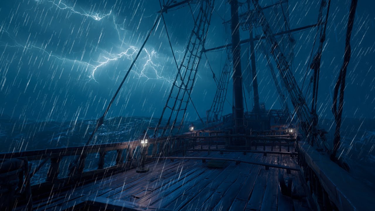 Dark Ocean Waves | Rainstorm Sounds and Distant Thunder for Ultimate Sleep Relaxation