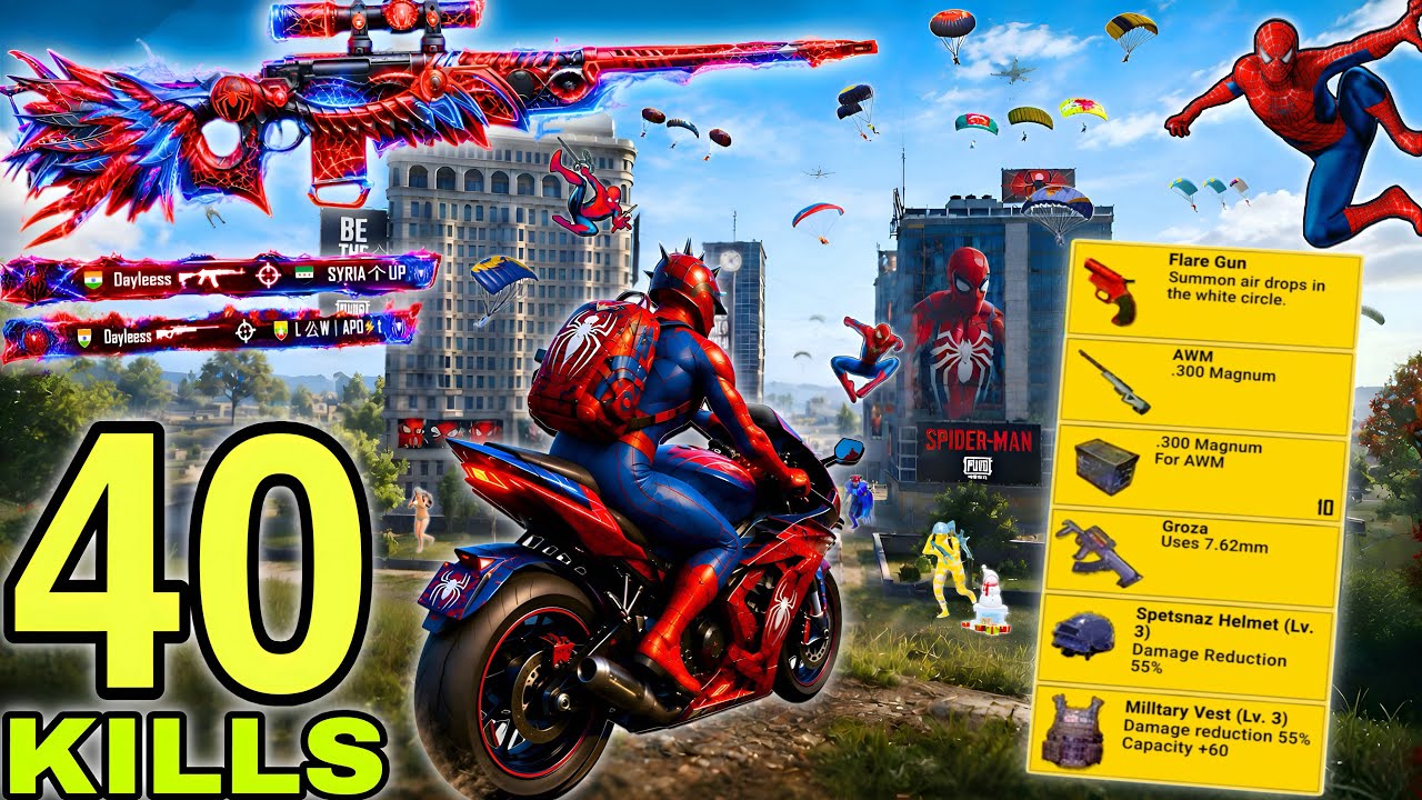 40 Kills!🥵KING OF GROZA NEW WORLD RECORD😱SPIDERMAN GAMEPLAY😍 Pubg Mobile