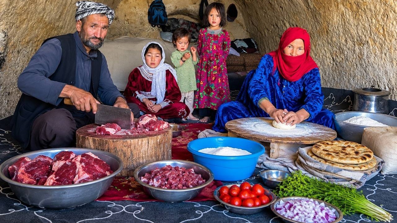 How Rural Cave Families Live in Afghanistan | Cooking Delicious Kofta Pulao