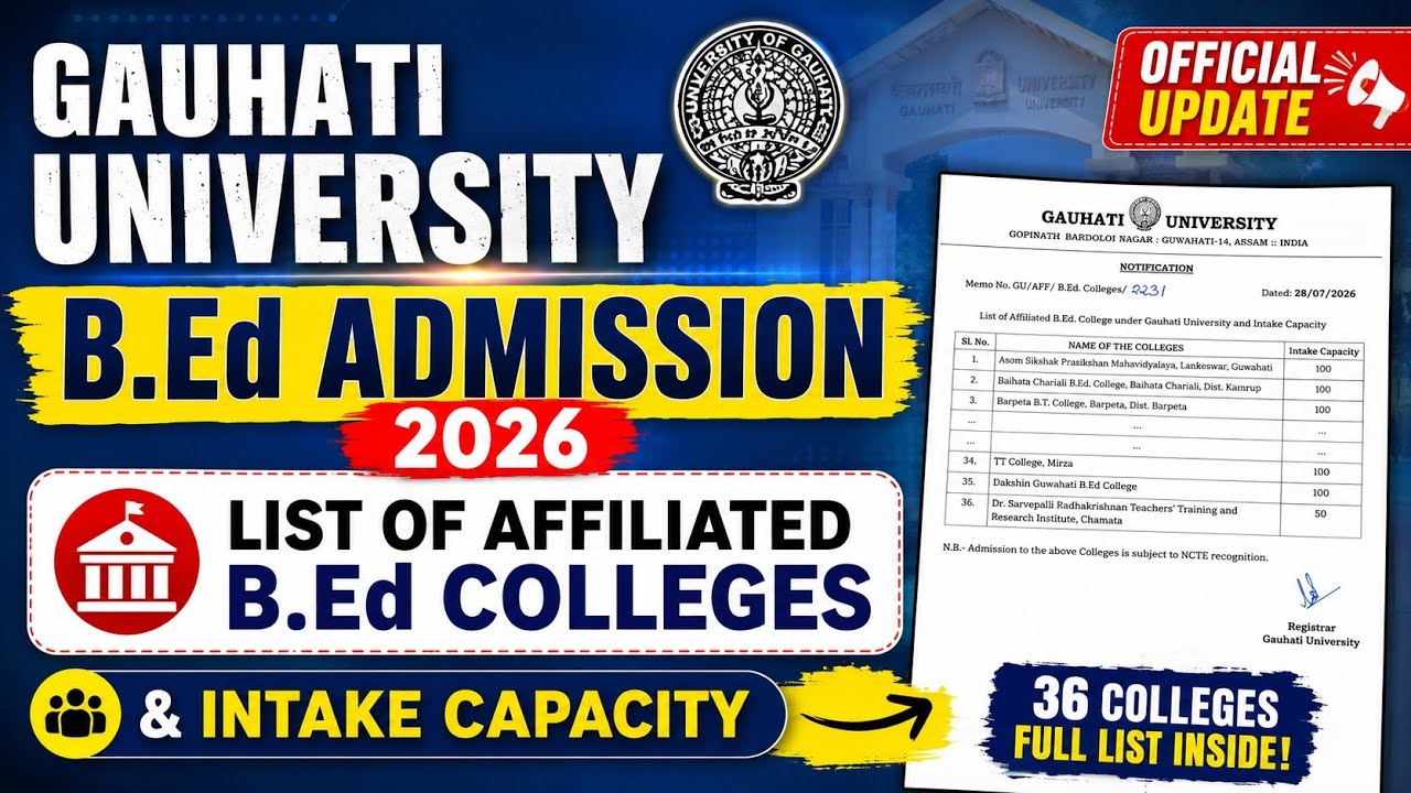 List of Affiliated B.Ed Colleges Under Gauhati University | 2026 Official Update