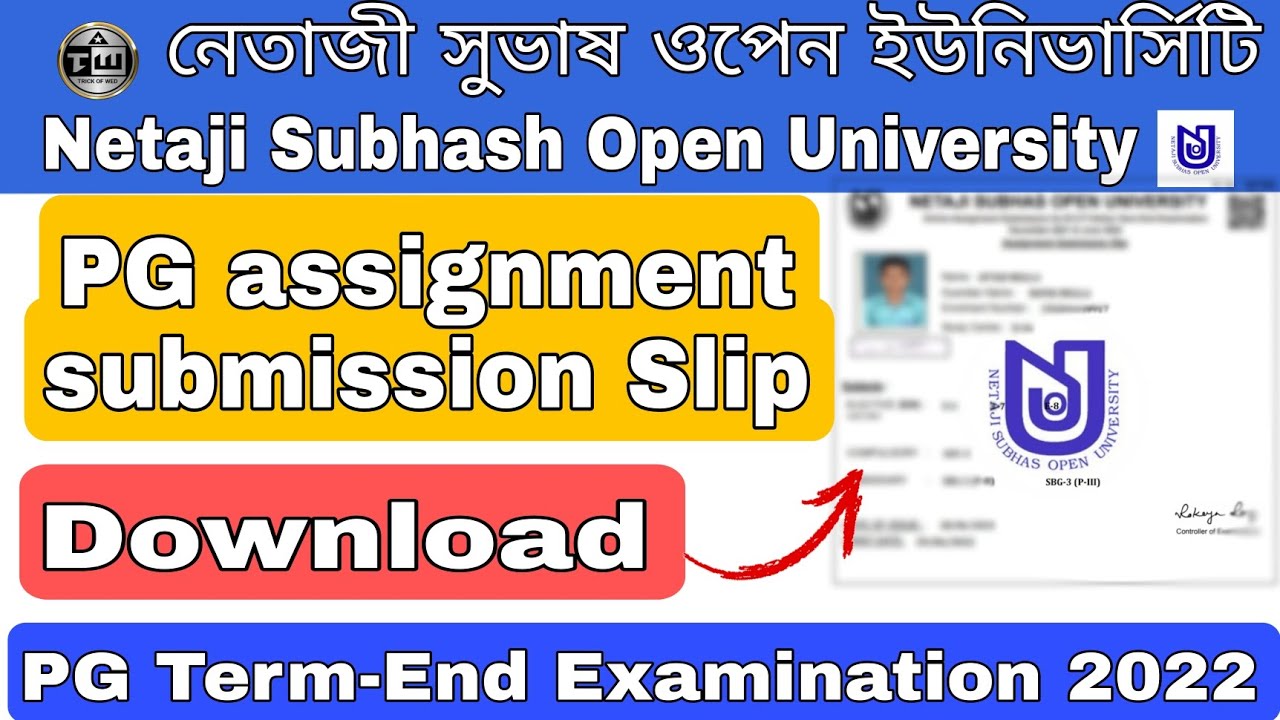 PG Assignment Submission Slip Download || nsou pg assignment 2022 || nsou || pg assignment
