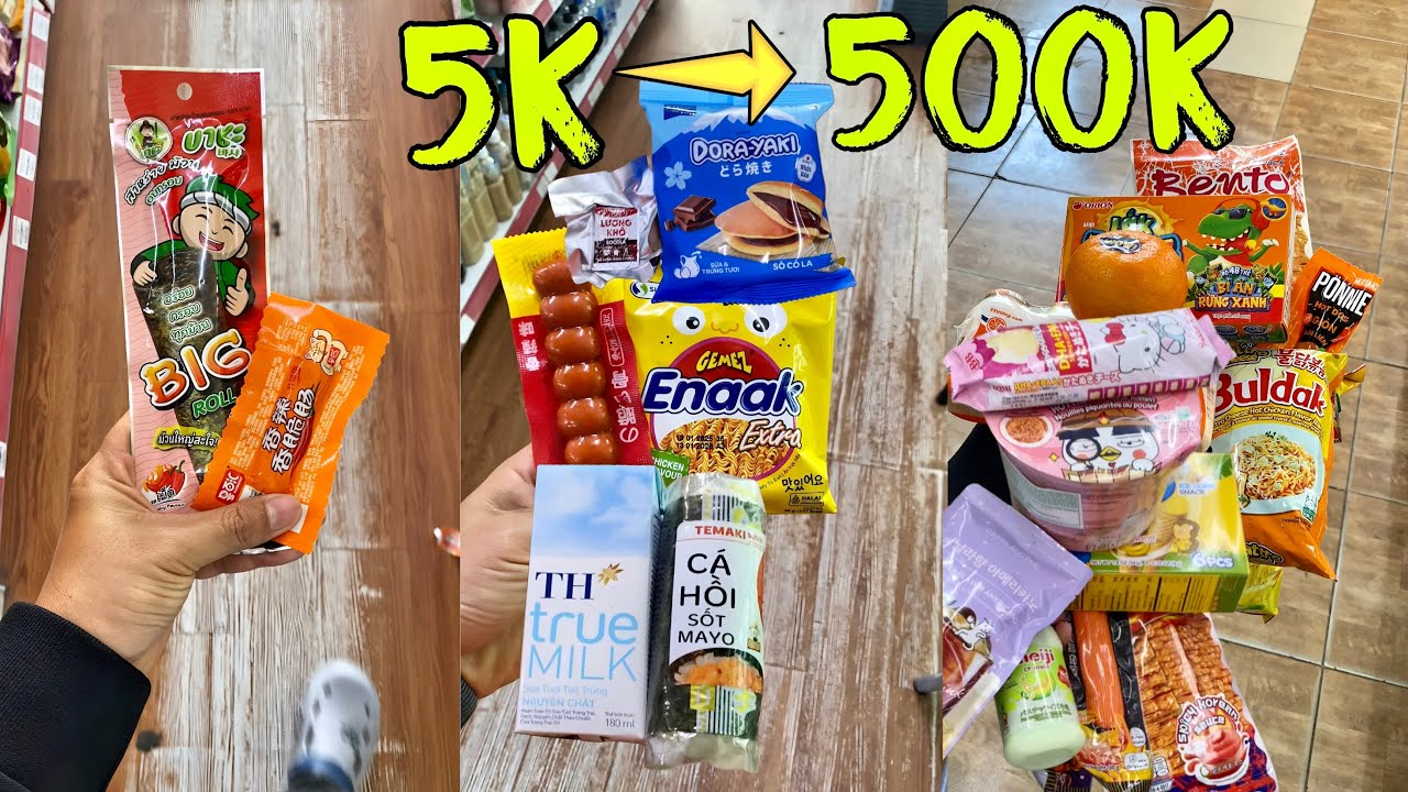 Mukbang | Combo 5k đến 500k mua được gì tại cửa hàng tiện lợi, Vietnamese convenience store asMr