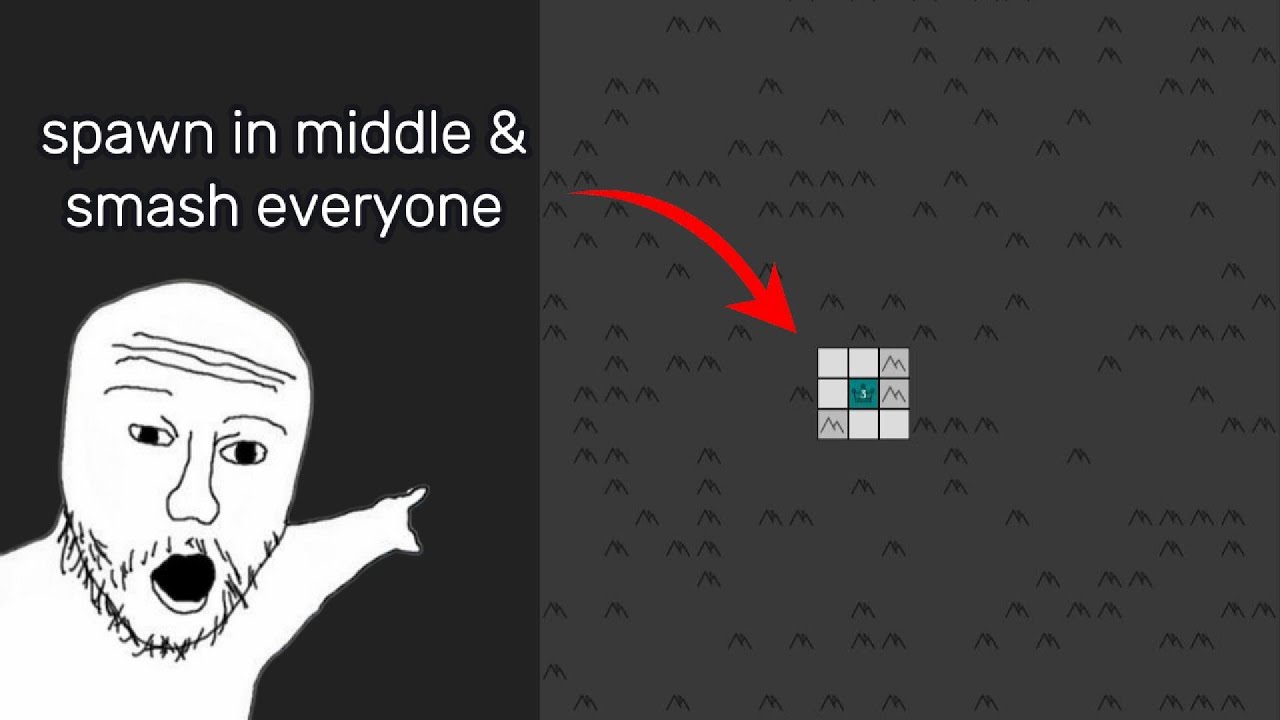 【Generals.io】How to take advantage in spawing in the middle and smash everyone?