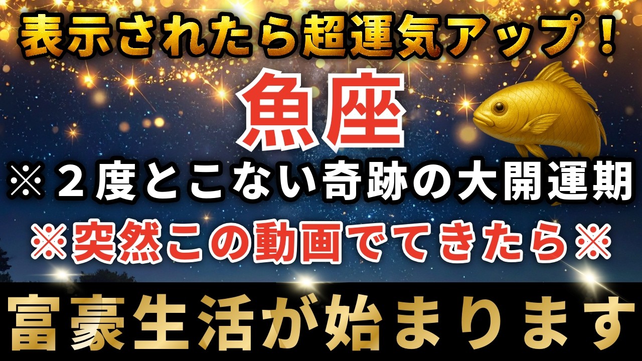 魚座♓️3月16日22時30分までに再生できたら超幸運！3月の運命の扉が開く日。まもなく運命の大転換期を迎え奇跡が起きます。