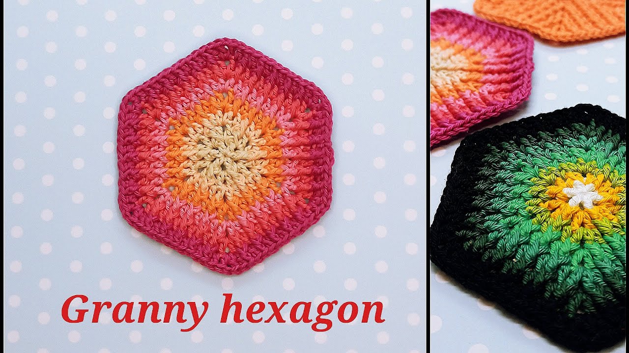 Farbiges granny Sechseck häkeln - crochet colored granny hexagon