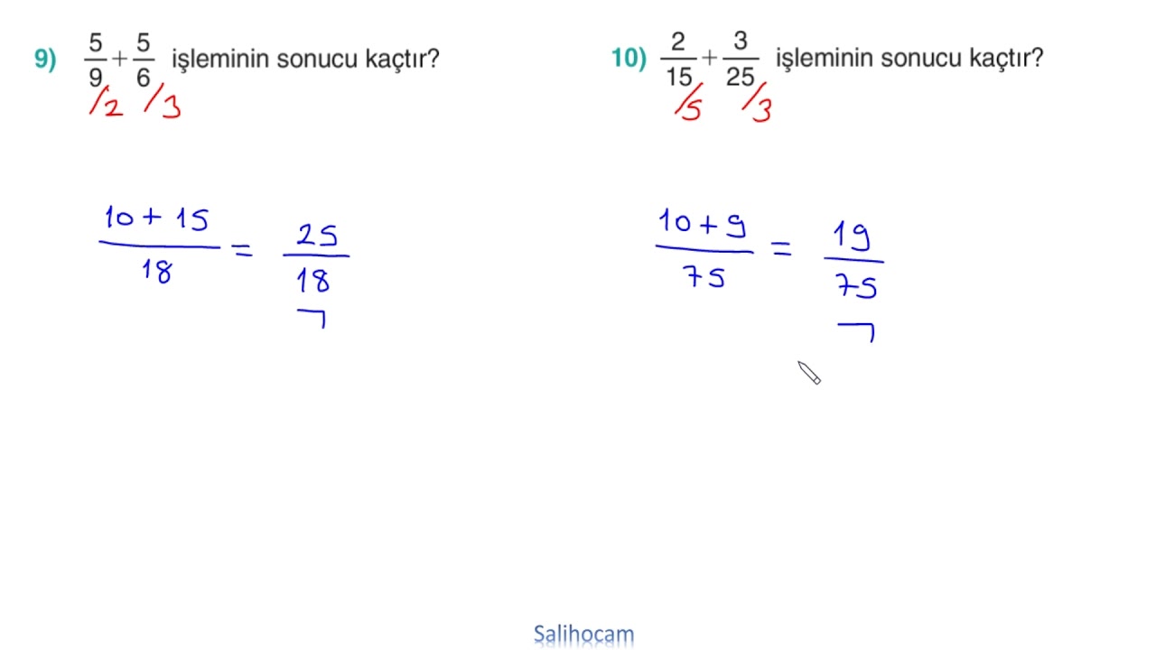 En Temelden Matematik Ders 6 ( Rasyonel Sayılarda Basit İşlemler )