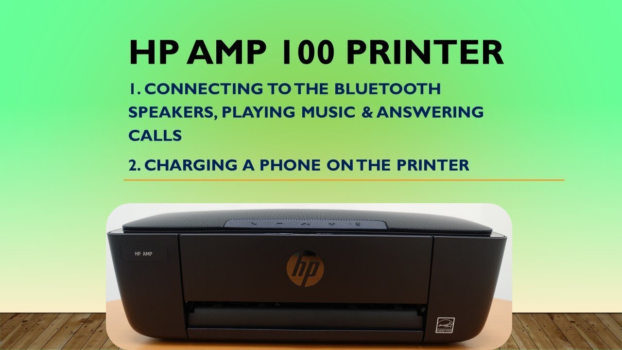 HP AMP 100 printer : Connect Bluetooth Play music Answer calls & charge phone