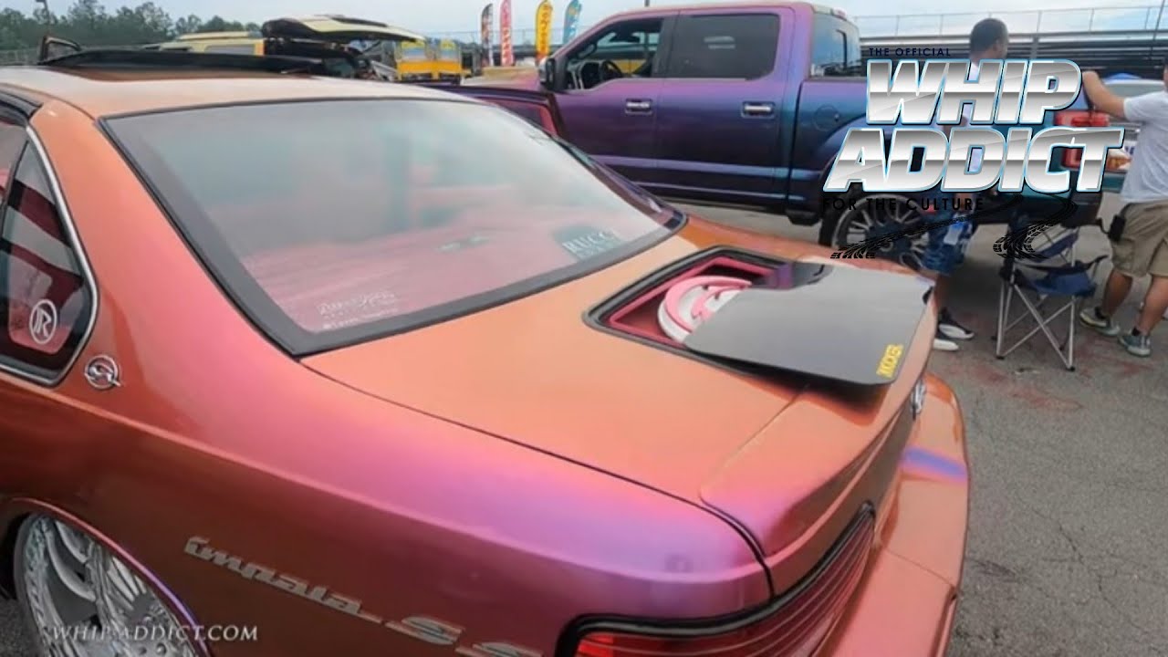 WhipAddict: Super Wet Pink Kameleon 96 Impala SS on 26s, Full Pink Custom Interior, Sunroof Trunk!