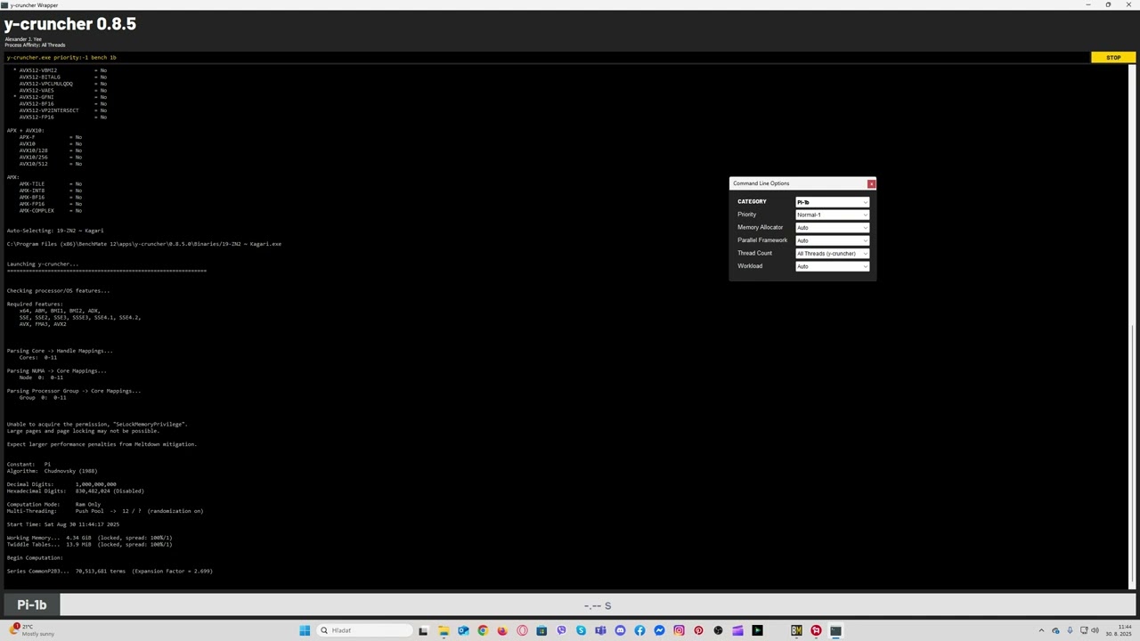 y-cruncher 0.8.5 PI-1b Normal-1 All Threads (y-cruncher)