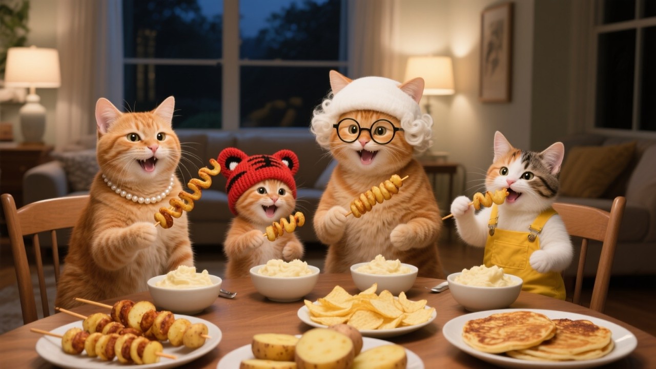 No More Snacks? 😿 Grandma Cat's Secret Potato Feast! Harvesting & Cooking 🥔✨