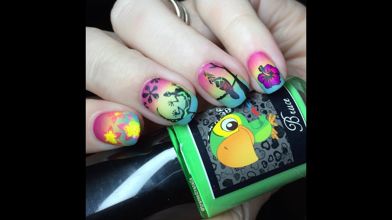HOW TO SHRINK IMAGES Nail Art Hack | Tropical Reverse Stamping w/ MoYou London | Tutorial DIY