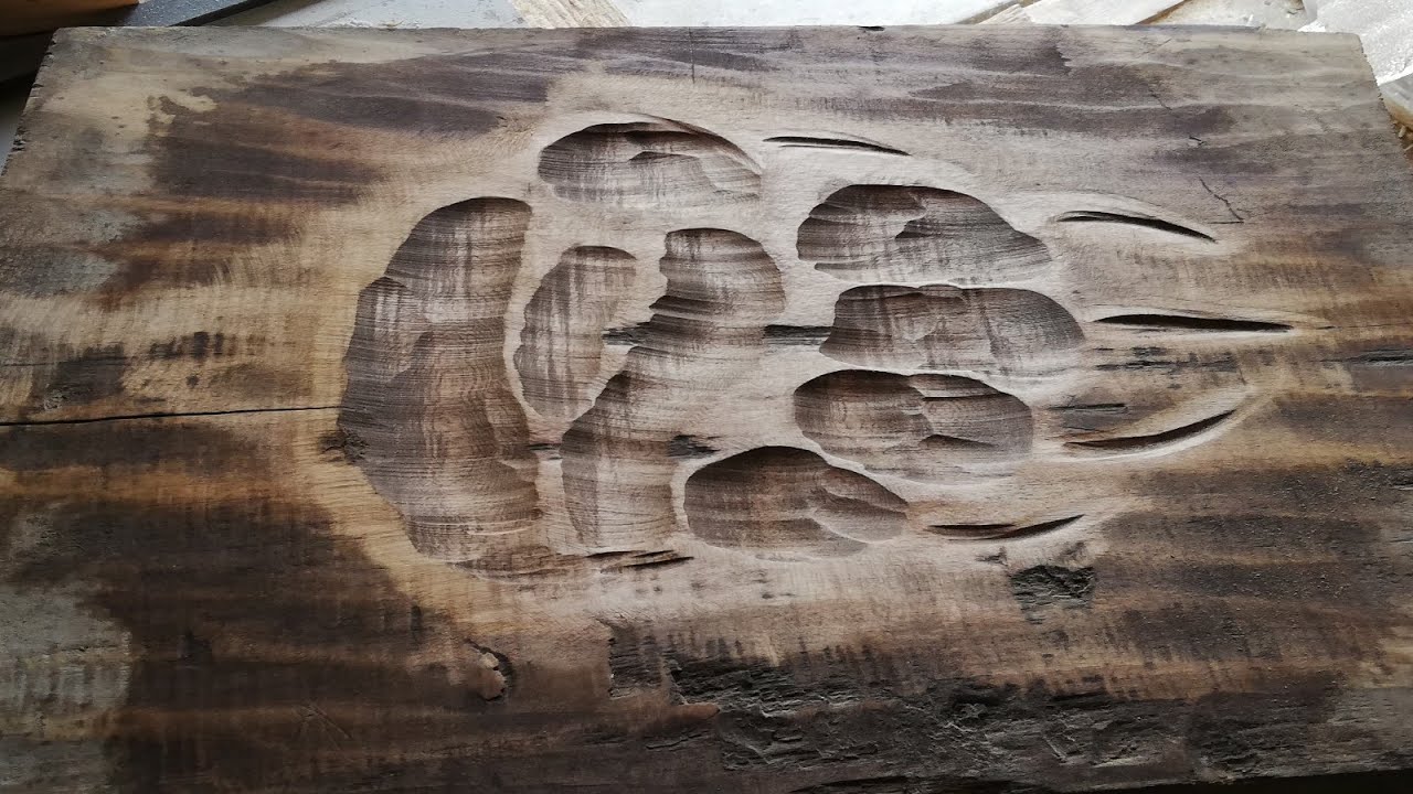 обработка дерева болгаркой (медвежья лапа) diy