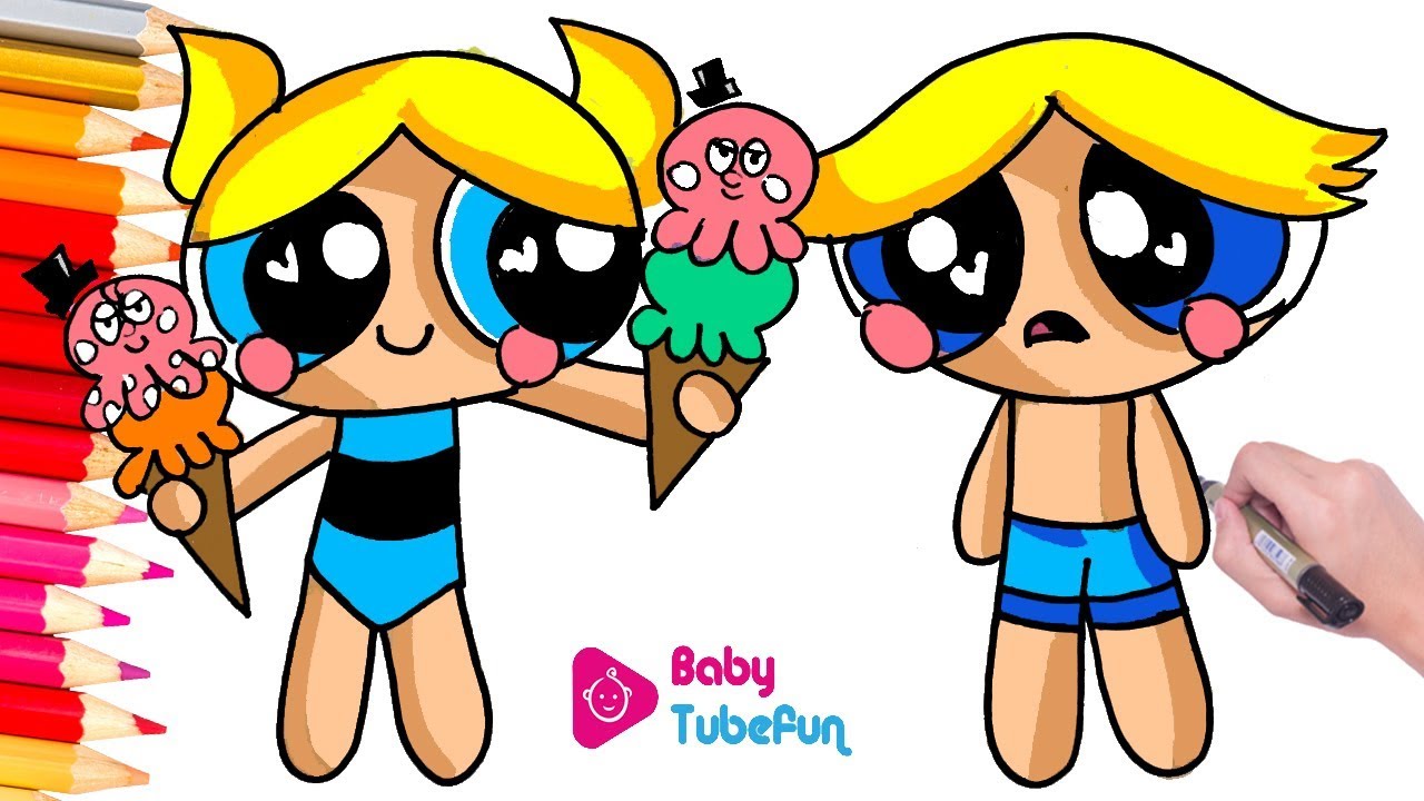 Coloring Powerpuff Girls Rowdyruff Boys Brick Boomer Butch Blossom Bubbles surprise eggs