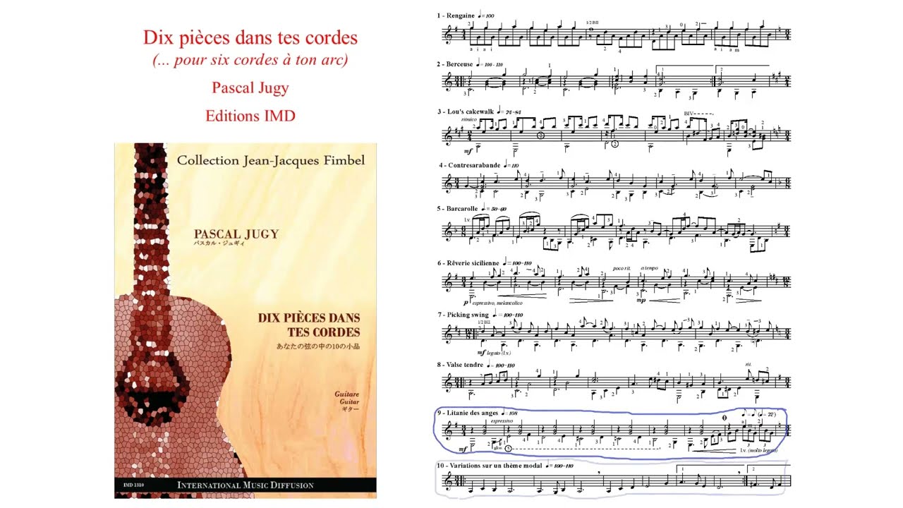 Dix Pièces Dans Tes Cordes (full audio) - Pascal JUGY.  10 easy guitar pieces at IMD Arpèges Ed.
