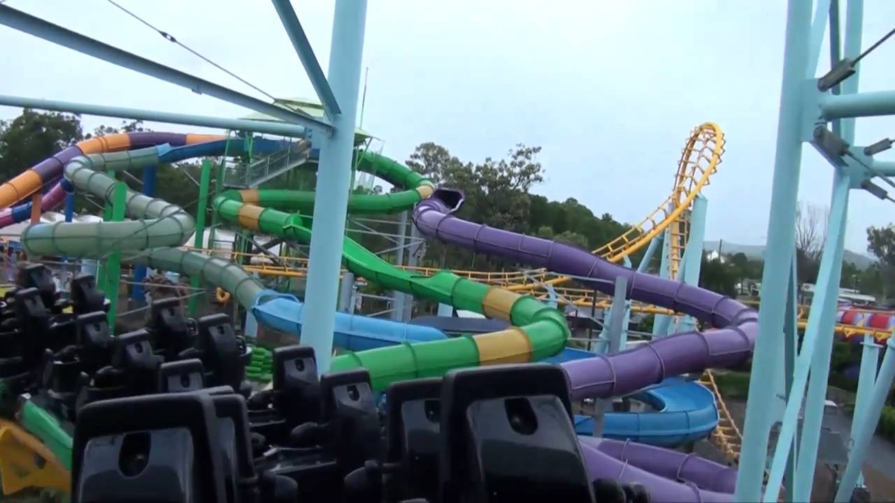 Cyclone Steel Roller Coaster Back Seat POV Dreamworld Australia