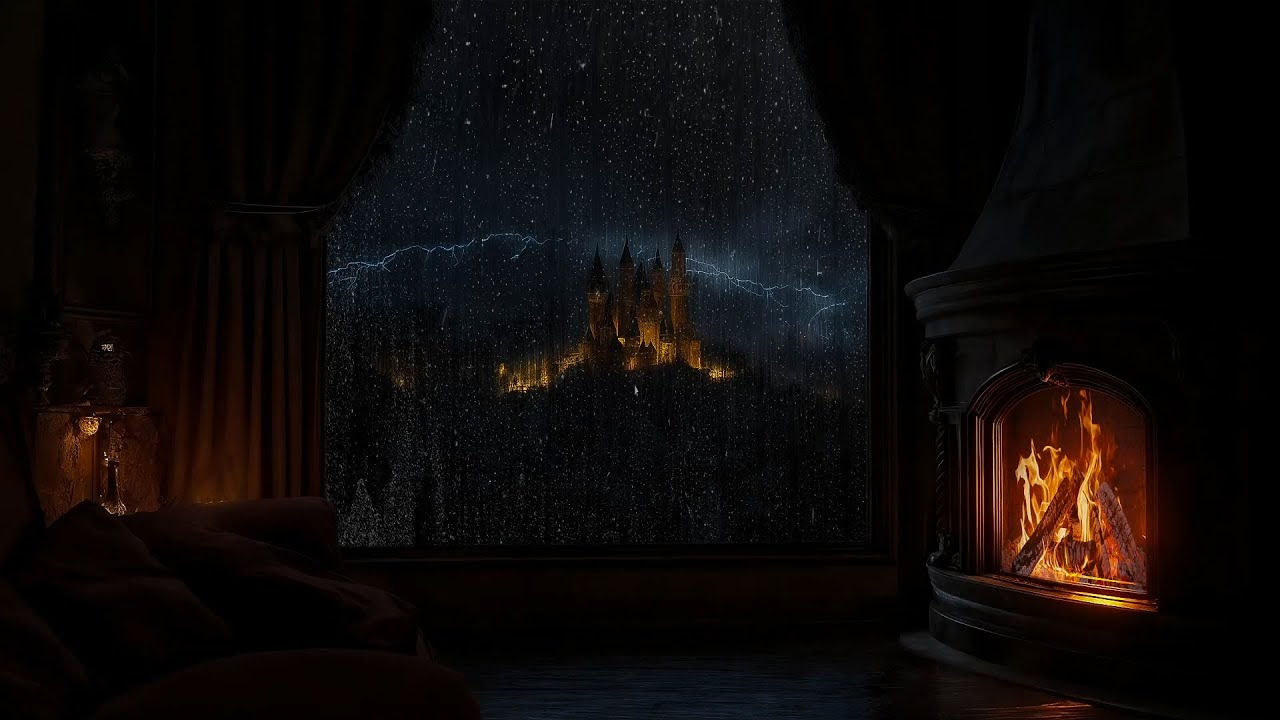 Castle Rain Ambience ASMR | Escape to a Magical Cozy Night for Sleep & Deep Relaxation 🌧️🌙