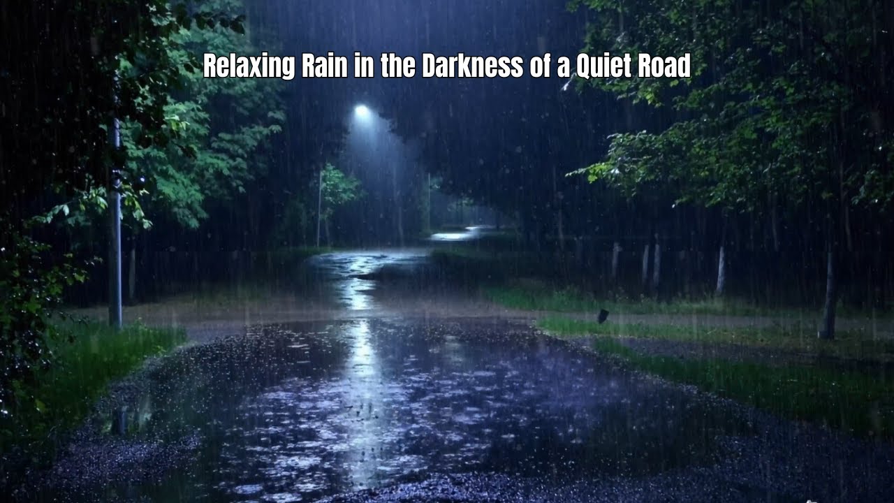 Relaxing Rain in the Darkness of a Quiet Road | Natural Sleep Audio Without Music