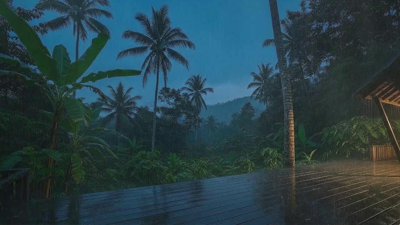 Drift to Sleep with Gentle Rain Sounds and Distant Storm at Cabin Terrace 🌧️