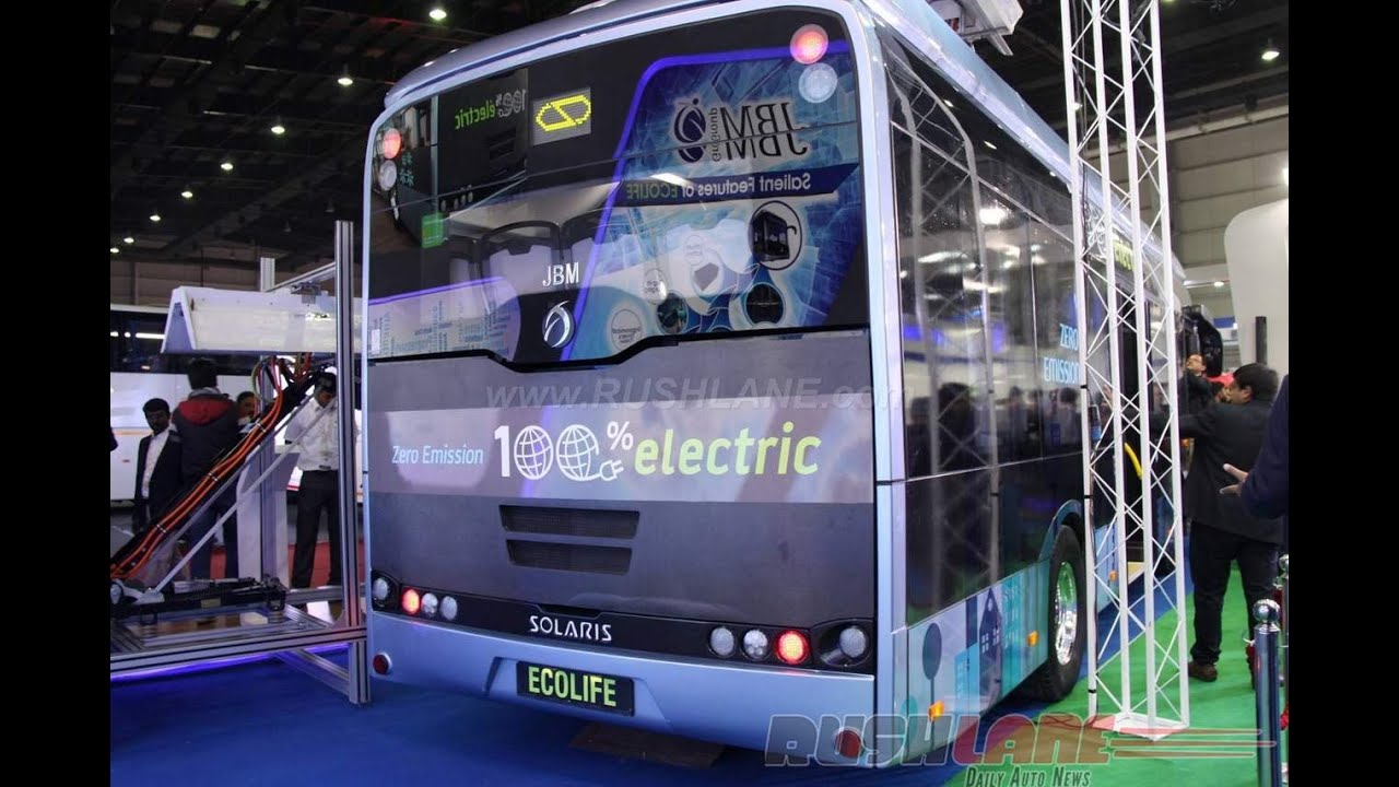 JBM Solaris Ecolife Zero Emission 100% Electric Bus at 2016 Auto Expo