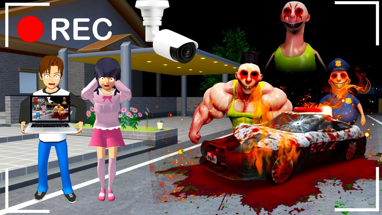 Yuta Mio Panik CCTV Rekam Hantu Mobil Polisi Terror Kota Sakura 👻 |Sakura School Simulator