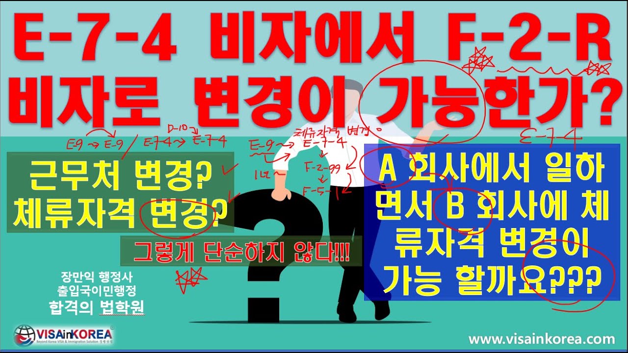 E-7-4 비자(K-Point E74 포함)에서 F-2-R 비자(지역특화형거주비자)로 변경이 가능한가요?? 단순하게 생각할 일이 아닙니다!-장행닷컴행정사 VISA in KOREA