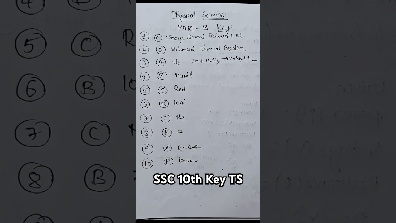 10th Physics Key SSC 2025 Public Examinations Telangana Board 