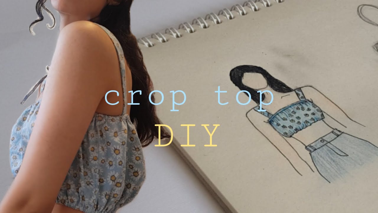 HOW to make gathered crop top! EASY DIY |  آموزش دو خت بلوز نیمتنه بدون الگو