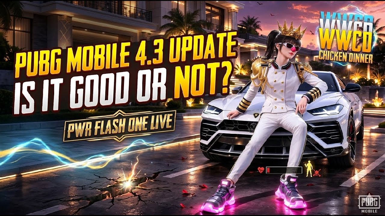 PWR FLASH ON LIVE ❤️ RUSH GAME PLAY 🔥PUBG MOBILE 4.3 UPDATE IS IT GOOD OR NOT?🤯