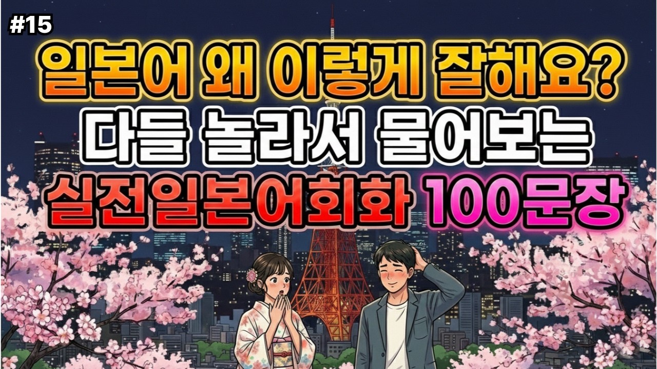 일본어회화 | 현지인처럼 말하는 일상 일본어 | 원어민과 막힘없이 대화해요 | 4회 반복 | 한글발음 포함 | 기초생활일본어 100문장 #15