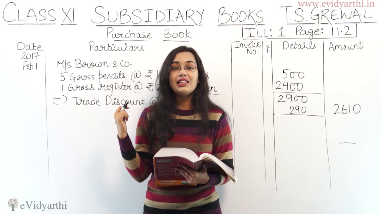 Illus - 1 - Purchase Book - Subsidiary Books - Page 11.2 (Accounts Class 11th)