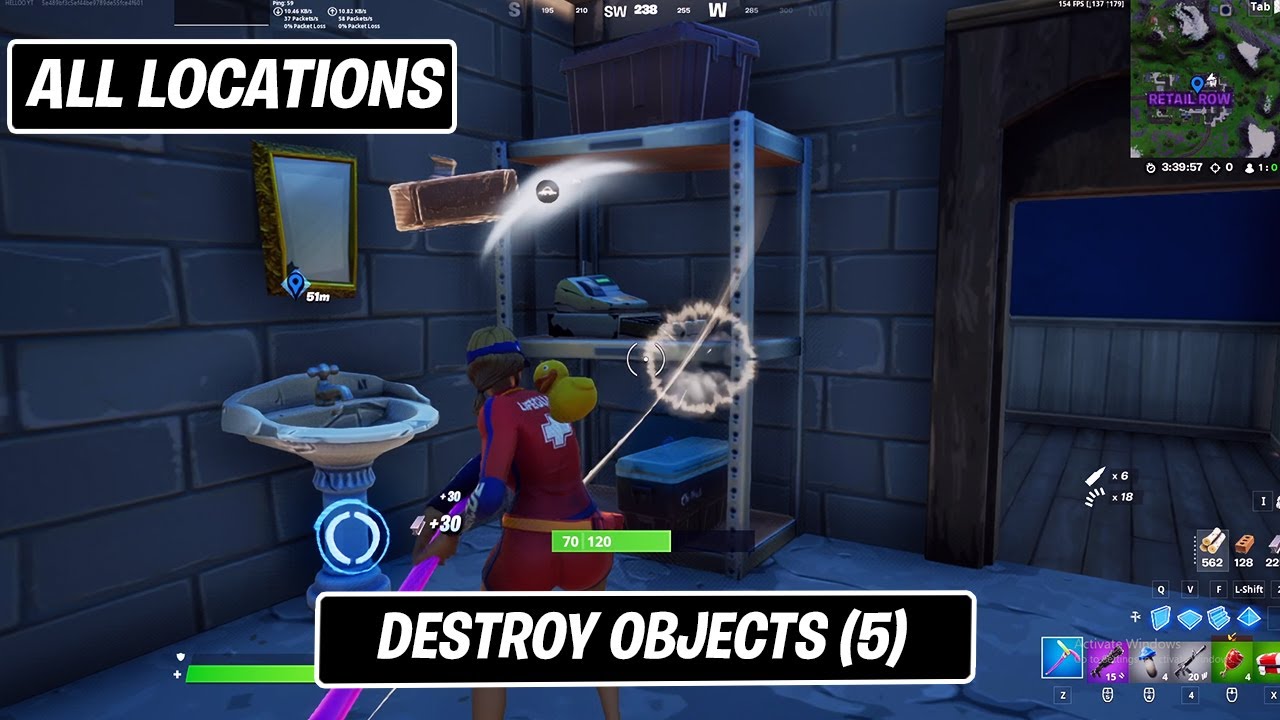 Destroy Objects at Retail Row,Lazy Lake,Pleasant Park or Holly Hatchery (5)! Week 4 Epic Quest Guide