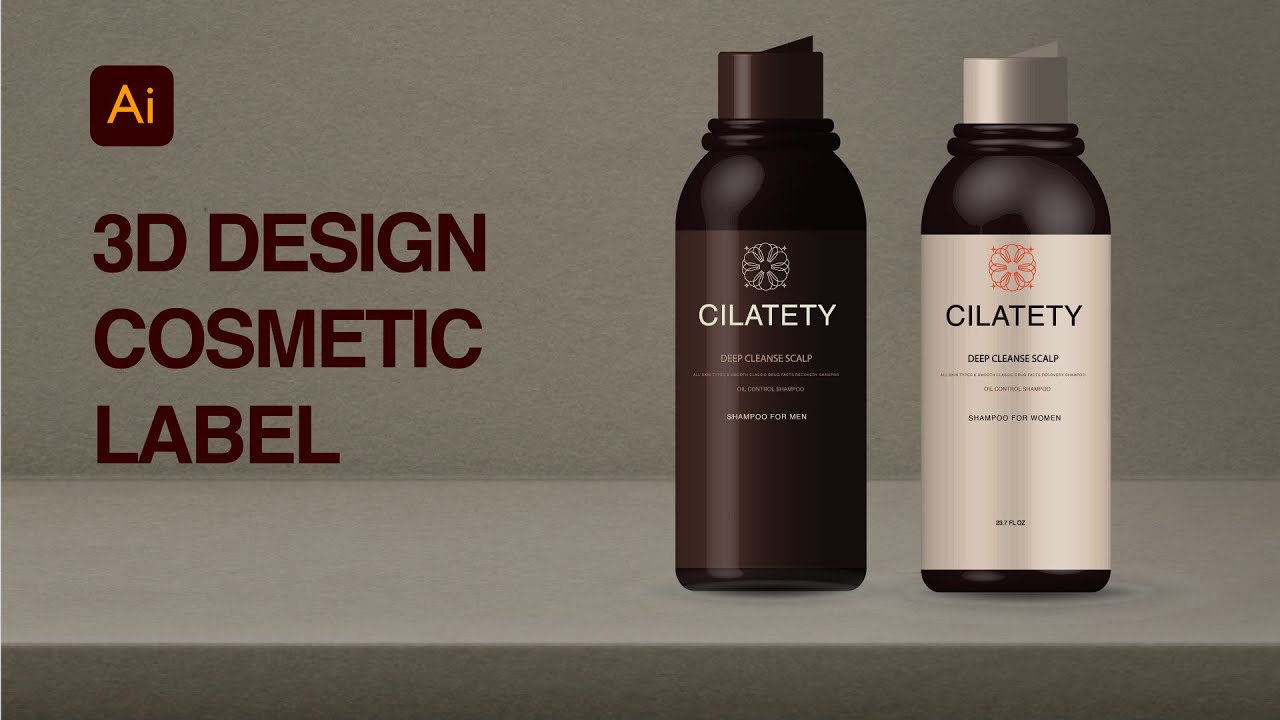 3D Design Cosmetic Label in Adobe Illustrator (Part 2 of 3). Tutorial for beginners.