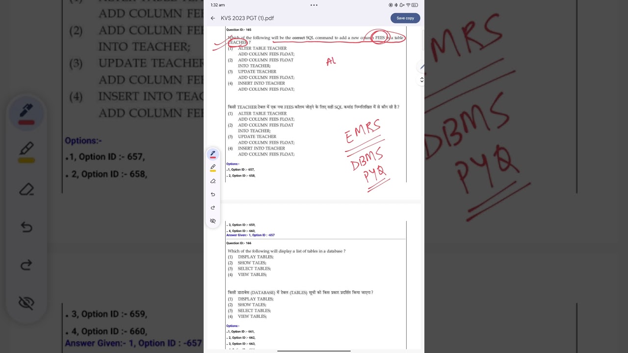 EMRS COMPUTER SCIENCE || DBMS PYQ Series || 